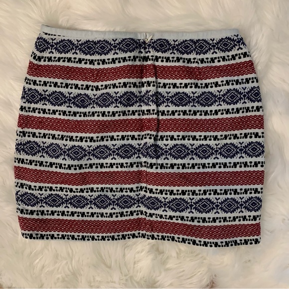 Madewell Embroidered Tapestry Jacquard Gamine Skirt Size 6 Blue Red Off-White - Picture 7 of 11